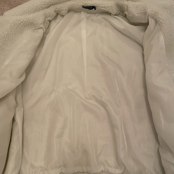 Pretty Little Thing White Oversized Borg Pocket Front Coat Size 10 - Picture 8 of 11